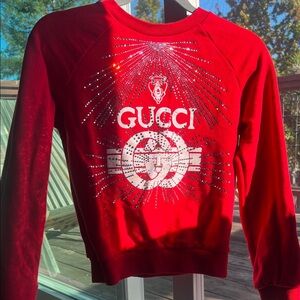 Gucci Vibrant Red Logo Sweatshirt with Sparkling Accents